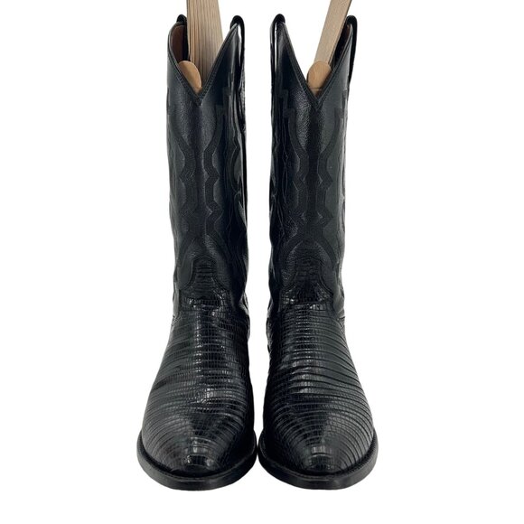 Vintage El Dorado Exotic Black Teju Lizard Cowboy Boots Mens size 9 Western 9550 - Picture 11 of 16